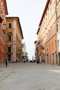 Perugia, İtalya 01 Mayıs 2021: rota Pietro Vannucci Perugia 'nın merkezinde
