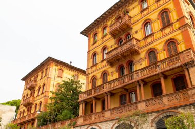 Perugia, İtalya 1 Mayıs 2021: Perugia şehrinde antik mimarisi olan özel bir bina