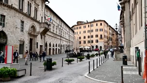 Négyzet Matteotti központjában Perugia — Stock videók