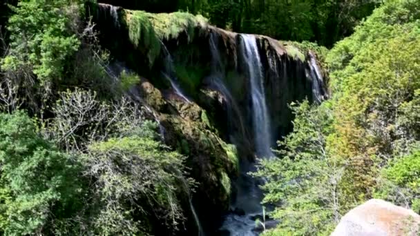 Marmorwasserfall Der Provinz Terni Eingetaucht Das Grün Des Mais — Stockvideo