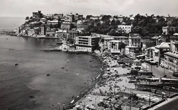 Génova Italia Agosto 1950 Génova Rident Cala Playa Década 1950 — Foto de Stock