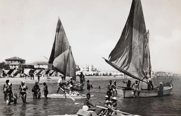 Rimini Itália Junho 1950 Miramare Rimini Músculos Bonito Dos Anos — Fotografia de Stock