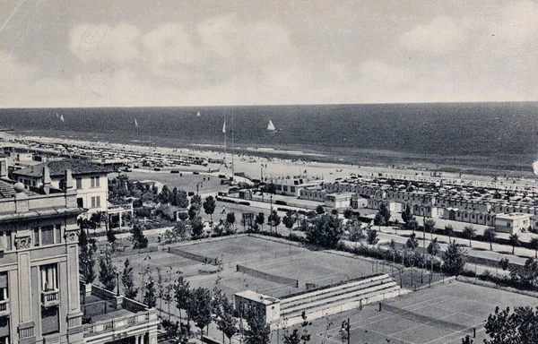 Riccione Italy June 1950 Riccione Beach Tennis Court — стокове фото