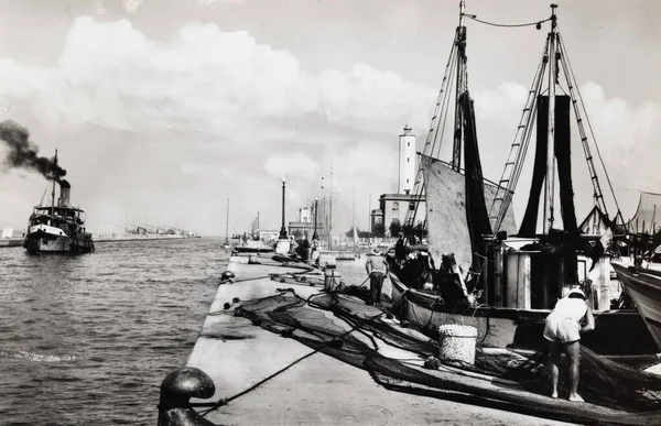 Ravenna Maggio 1950 Martina Ravenna Bacino Porto Canale Negli Anni — Foto Stock