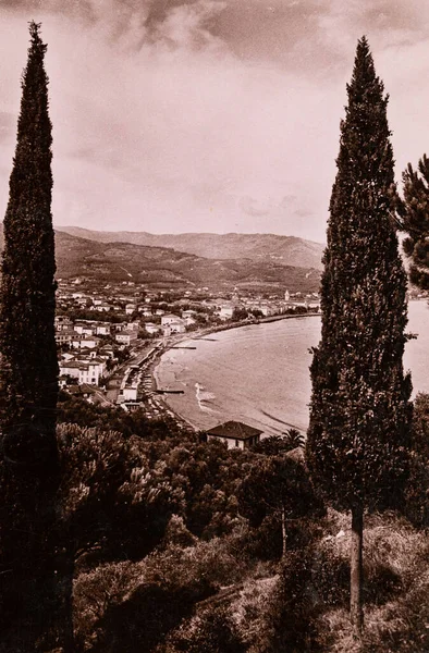 Liguria Italia Junio 1960 Ospedaletti Riviera Dei Fiori Panorama Década — Foto de Stock