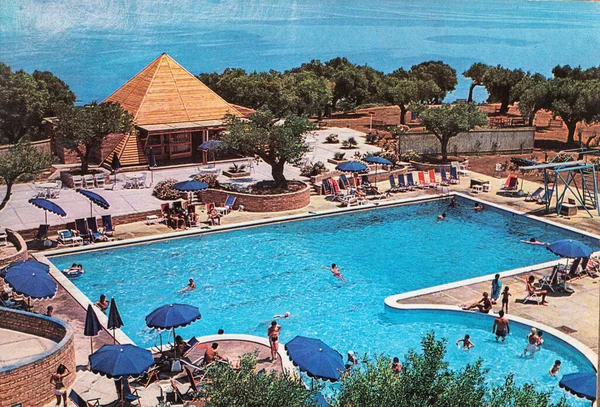 stock image calabria,italy june 10 1980:Isola Capo Rizzuto Hotel Villaggio Valtur in the 80s