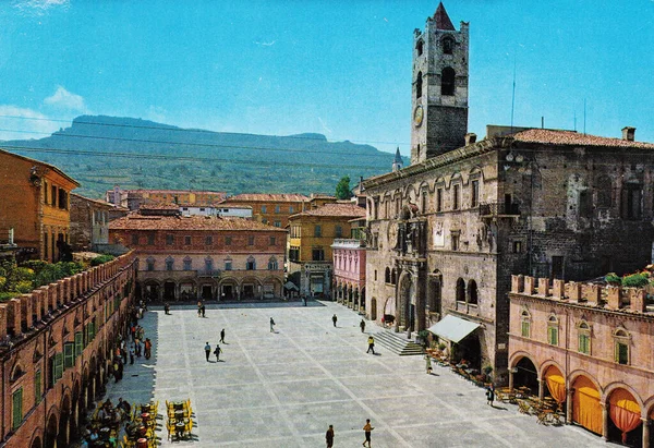 Marche Italy June 1970 Ascoli Piceno Piazza Del Popolo 70S — Stock Photo, Image