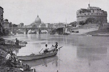 Roma, İtalya 24 Mayıs 1950: Roma Tiber ve Kale 50 yıl