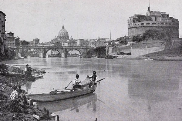 Roma Italy May 1950 Rome Tiber Castle Angelo Years — Stok Foto