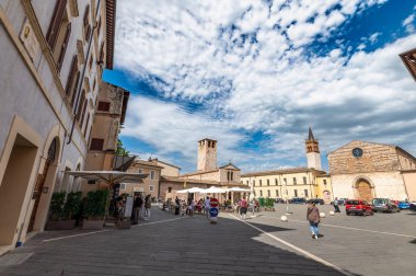 foligno, İtalya 22 Mayıs 2021: Foligno 'da San Domenico Meydanı