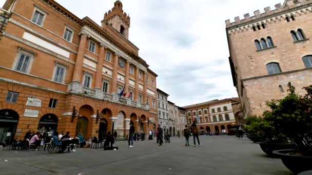Foligno Olaszország Május 2021 Idő Múlásával Egy Négyzet Köztársaság Foligno — Stock videók