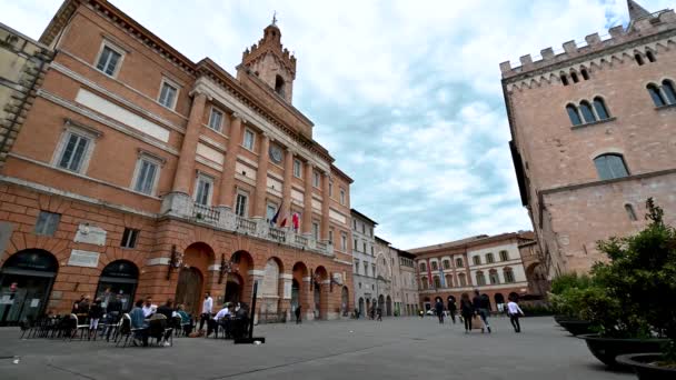Foligno Ιταλία Μάιος 2021 Πλατεία Της Δημοκρατίας Στο Κέντρο Του — Αρχείο Βίντεο