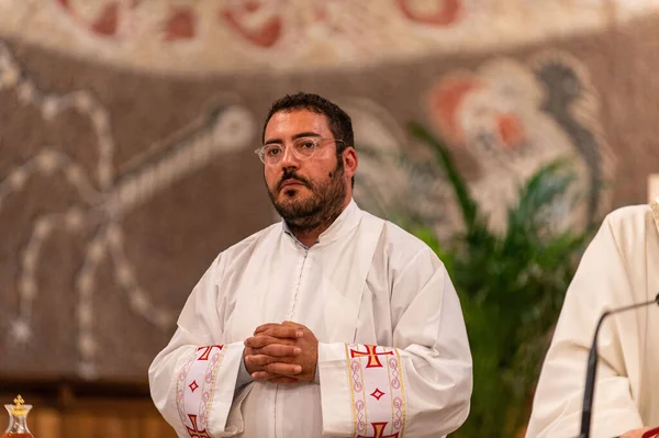 Terni Italie Mai 2021 Prêtres Lors Messe Dans Église Sacro — Photo
