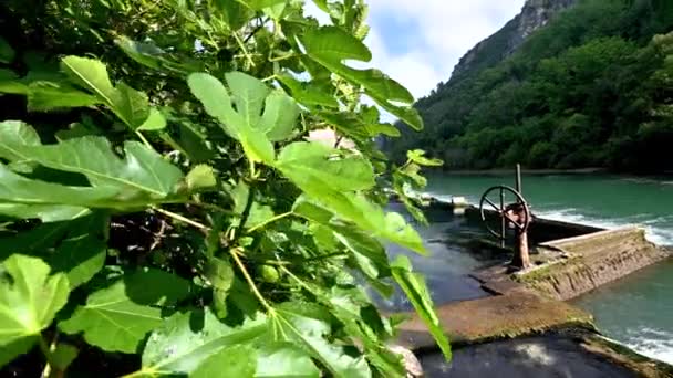 Stifone of Narni in the Umbrian valley and the black river — стокове відео