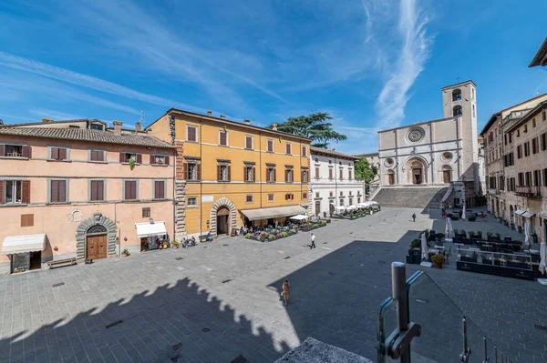 Todi Italská Červen 2021 Piazza Del Popolo Centru Města Todi — Stock fotografie