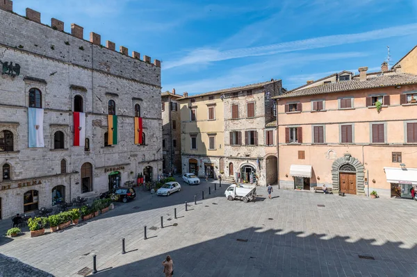 Todi Italská Červen 2021 Piazza Del Popolo Centru Města Todi — Stock fotografie