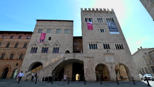 Todi Мая 2021 Гражданский Музей Площади Piazza Del Popolo Центре — стоковое видео