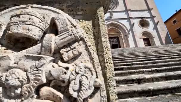 Todi Kościół Santissima Annunziata Piazza Del Popolo Centrum Miasta — Wideo stockowe