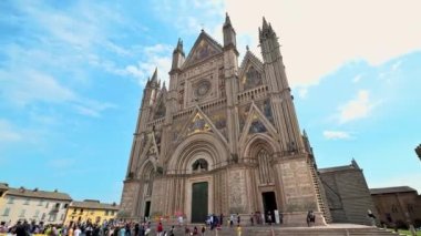 orvieto,italy june 19 2021:cathedral of orvieto in the square in the town center