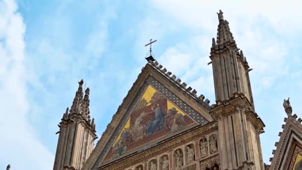 Cortando Las Puntas Del Techo Catedral Orvieto Toda Grandeza — Vídeos de Stock