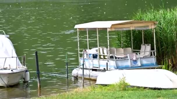 Umbria 의 piediluco 호수의해 안에 있는 배들 — 비디오