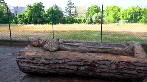 Statue de sculpture en bois Saint Valentin — Video