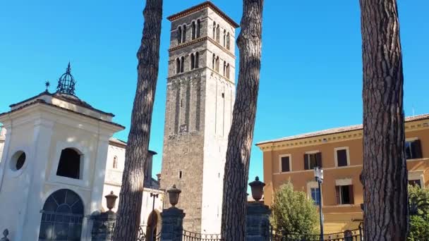 Rieti καθεδρικός ναός της Αγίας Μαρίας στο ιστορικό κέντρο της πόλης — Αρχείο Βίντεο