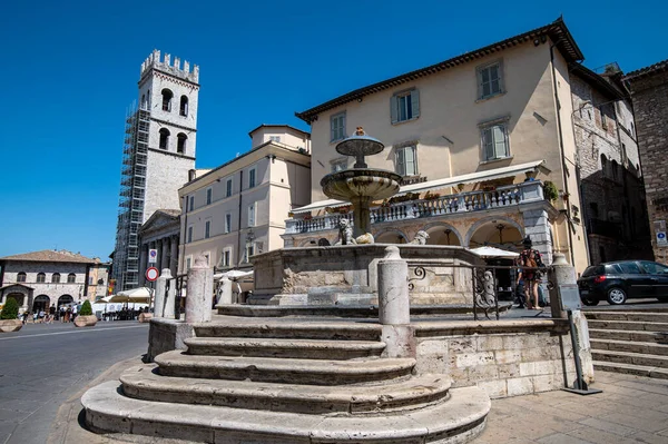 Assisi Italsky Červenec 2021 Náměstí Společné Centru Assisi Turisté — Stock fotografie