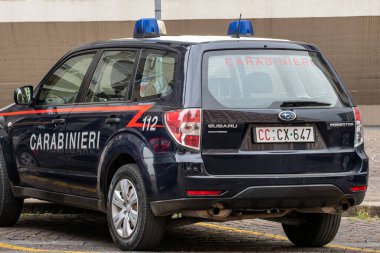 terni,italy july 13 2021:a carabinieri car parked in front of the court clipart