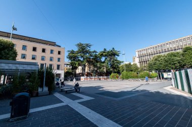 Terni, İtalya 20 Temmuz 2021: Cornelio Tacito Meydanı yenileniyor