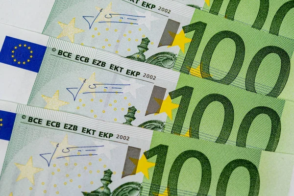 Dettaglio Una Banconota 100 Euro Della Comunità Europea — Foto Stock