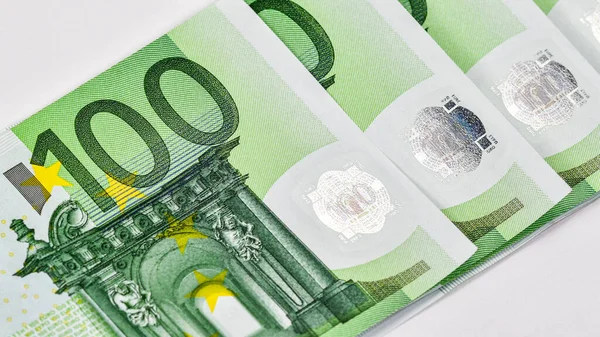 Detail Einer 100 Euro Banknote Der Europäischen Gemeinschaft — Stockfoto
