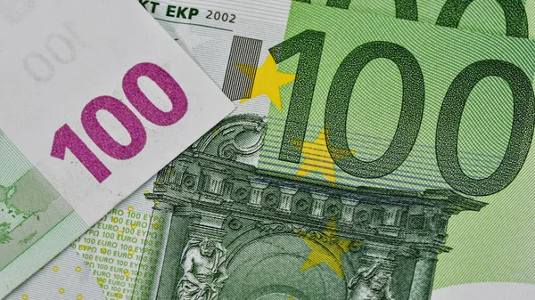 Szczegóły Dotyczące Banknotu Euro 100 Należącego Wspólnoty Europejskiej — Zdjęcie stockowe