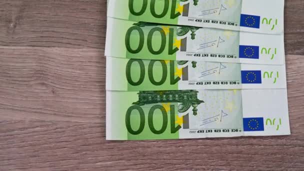 100 Euro bankovek detail a přehled — Stock video