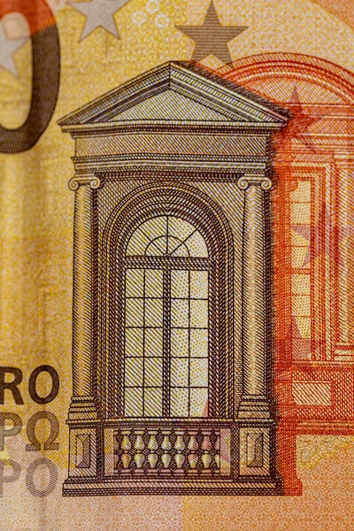 Eurós Bankjegy Részletezése Fából Készült Felületen — Stock Fotó