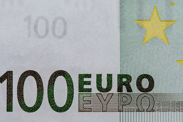 Felületen Elhelyezett 100 Eurós Bankjegy Részletezése — Stock Fotó