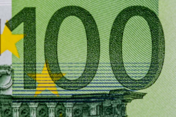 Szczegół Banknotu Euro 100 Powierzchni Drewnianej — Zdjęcie stockowe