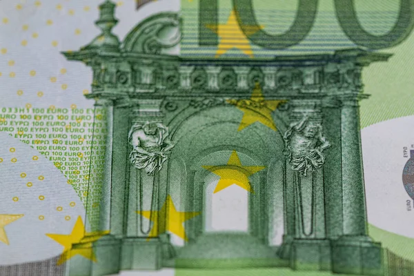 Felületen Elhelyezett 100 Eurós Bankjegy Részletezése — Stock Fotó