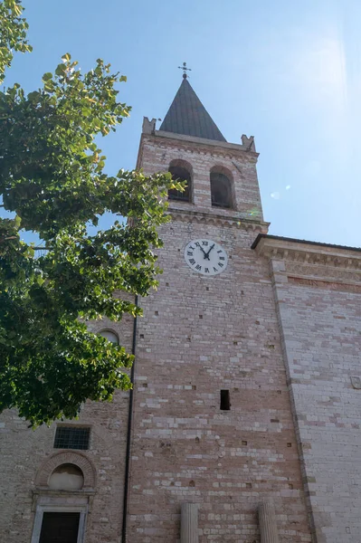 Particolare Del Campanile Della Chiesa Santa Maria Maggiore Spello — Foto Stock