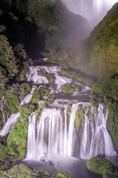 Wasserfall Von Murmeltier Bei Nacht Unterteil Sommer — Stockfoto