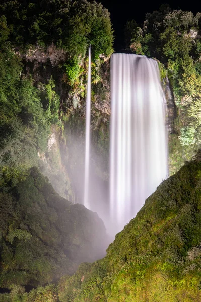 Wasserfall Von Murmeltier Bei Nacht Top Sommer — Stockfoto