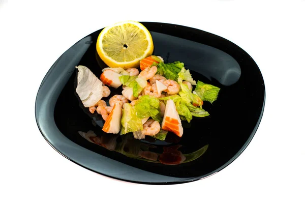 Shrimp Surimi Salad Plate White Background — Stock Photo, Image