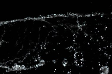 Siyah arka planda su sıçratan bir jet.