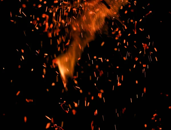 Flame Fire Sparks Black Background — Stock Photo, Image