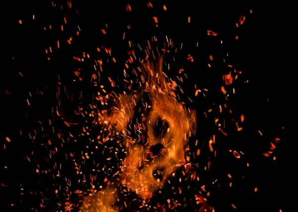 Flame Fire Sparks Black Background — Stock Photo, Image