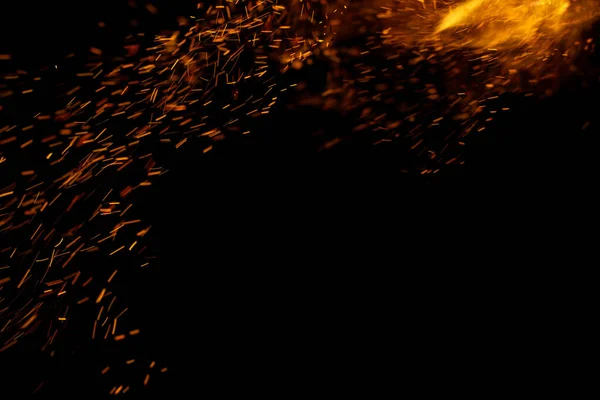 Llama Fuego Con Chispas Sobre Fondo Negro — Foto de Stock