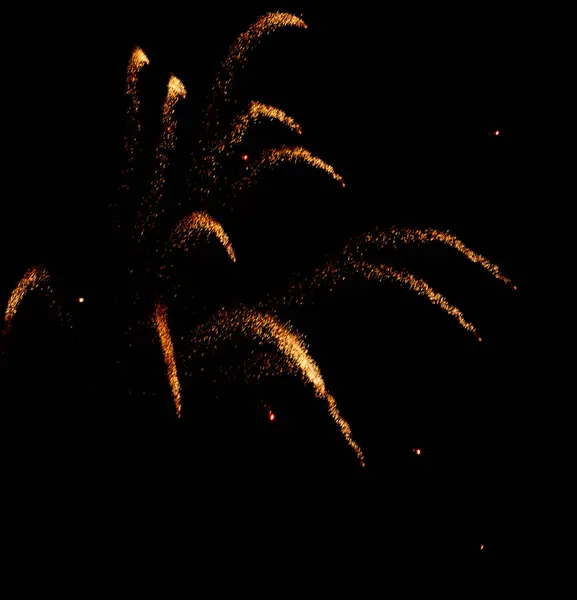 Tűzijáték Fények Fekete Háttér — Stock Fotó