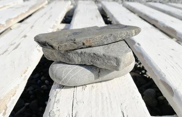 Flat Stones Different Sizes Beach — Stock Photo, Image