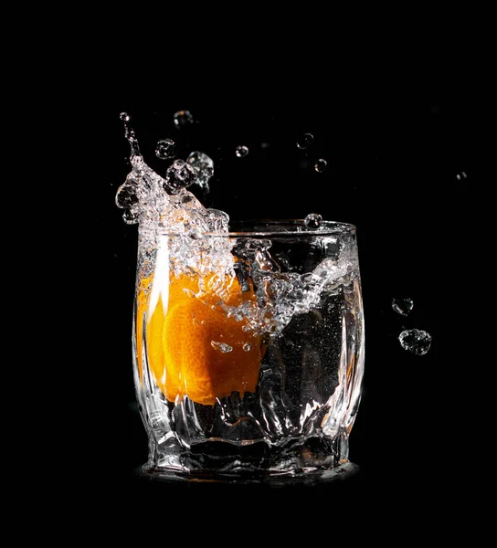 Tangerine Fruit Water Spray Royalty Free Stock Images