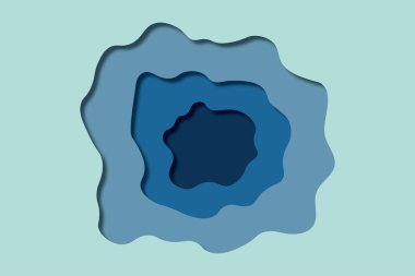 Üç boyutlu soyut arkaplan ve kağıt kesiği şekilleri. Vektör tasarımı, deri yüzücüler, posterler ve davetiyeler. Renkli oyma sanatı